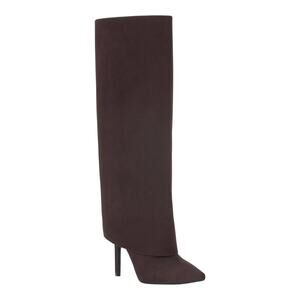 INC Women's Skylar Wide Calf Fold Over Cuffed Knee High Boots Brown Size 8